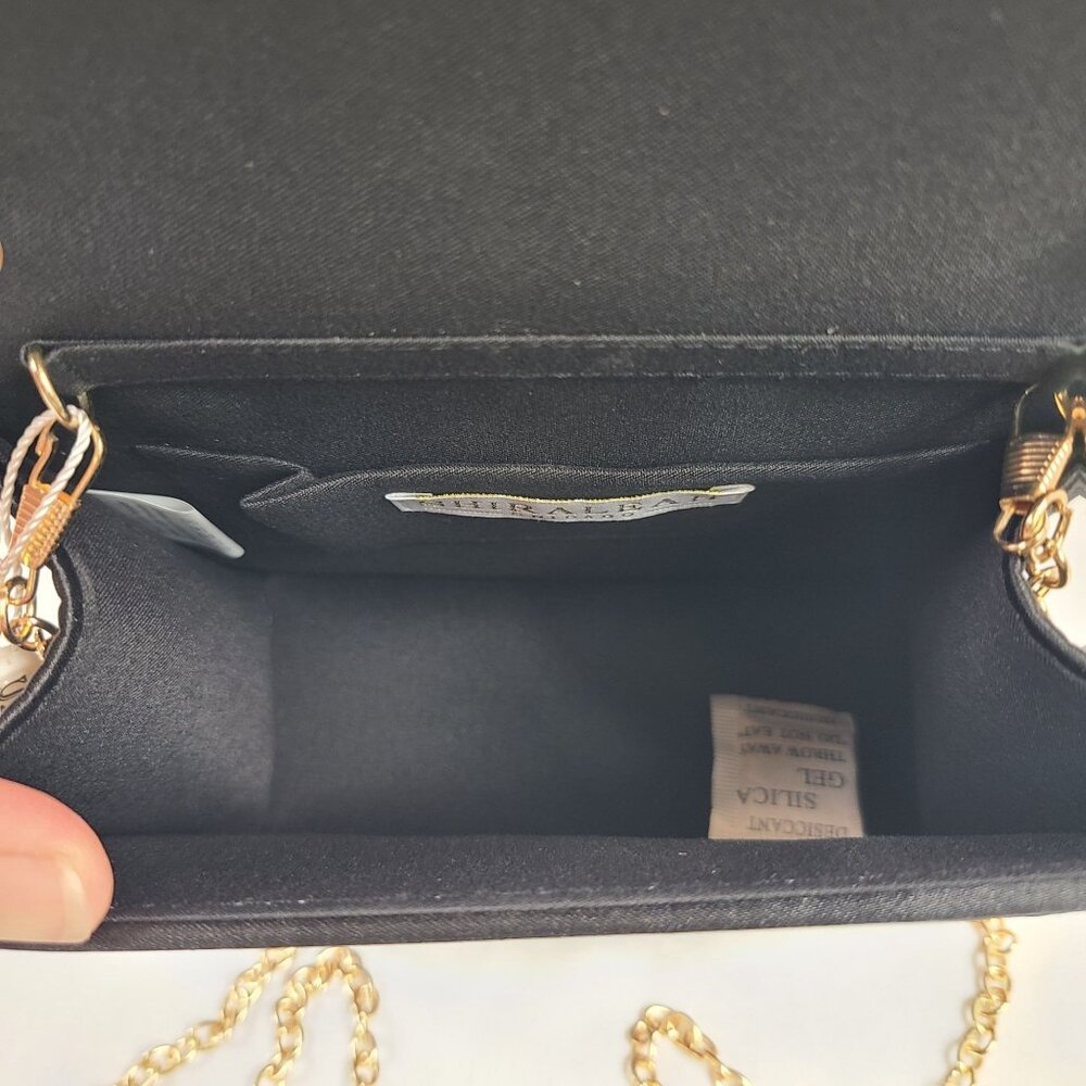 NWT Shiraleah Black Maude Mini Top Handle Bag Pearl Bow Accent Gold Chain Strap - Picture 5 of 10